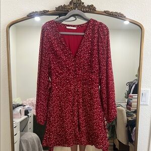 Elegant Red Floral Dress